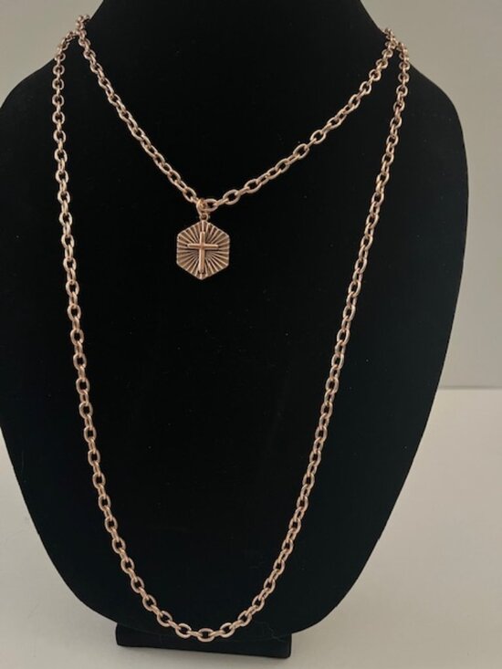Katia Designs Jewelry - Katia Designs "Have Faith" Necklace Gold Chain Hexagon Pendant NEW